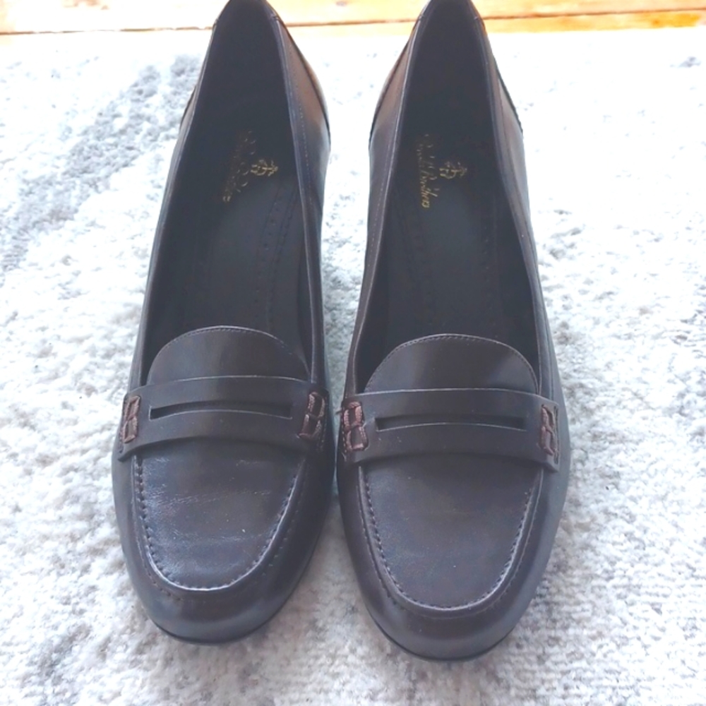 Leather loafer heels